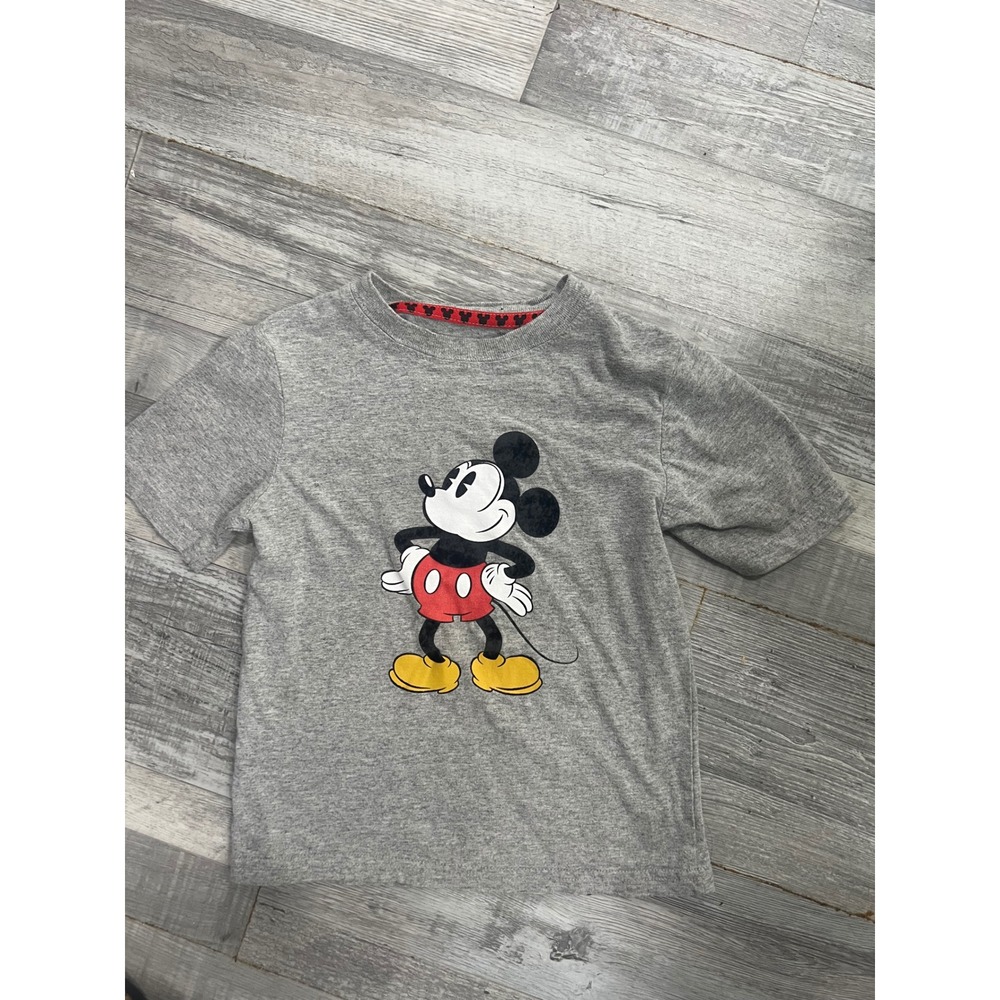 Disney Mickey Mouse Kids Gray Graphic T-Shirt Short Sleeve Size 4/5